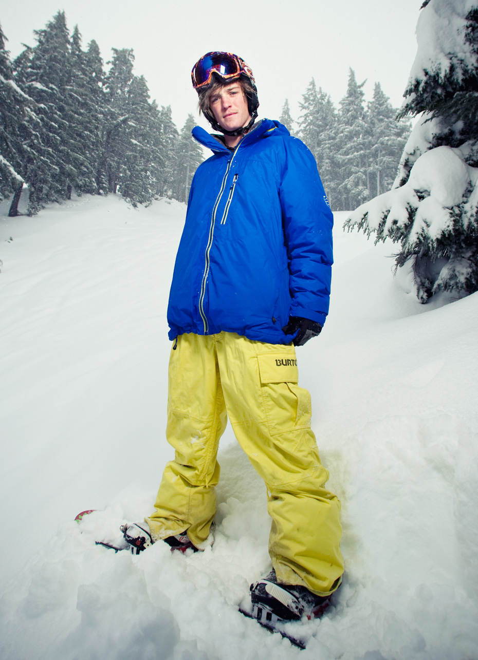 Commercial photographer Portland - professional snowboarder on slope